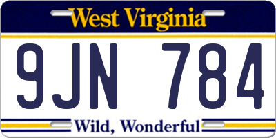 WV license plate 9JN784