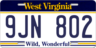 WV license plate 9JN802