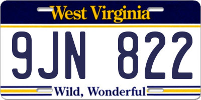 WV license plate 9JN822