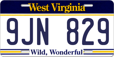 WV license plate 9JN829