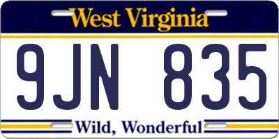 WV license plate 9JN835
