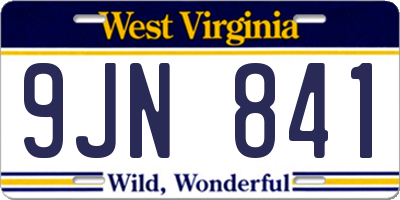 WV license plate 9JN841