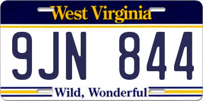 WV license plate 9JN844