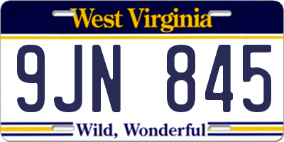 WV license plate 9JN845