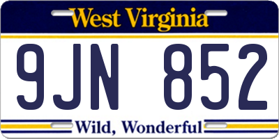WV license plate 9JN852