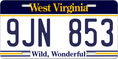 WV license plate 9JN853