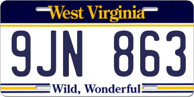 WV license plate 9JN863