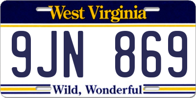 WV license plate 9JN869