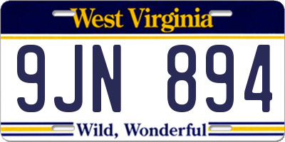 WV license plate 9JN894