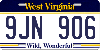 WV license plate 9JN906