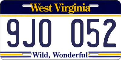WV license plate 9JO052