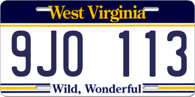 WV license plate 9JO113