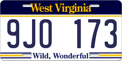WV license plate 9JO173