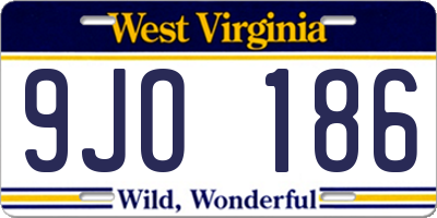 WV license plate 9JO186