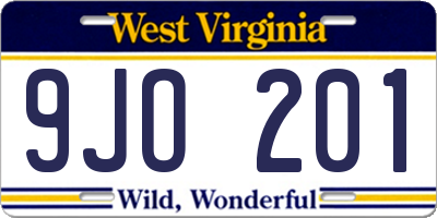 WV license plate 9JO201