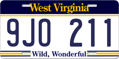 WV license plate 9JO211