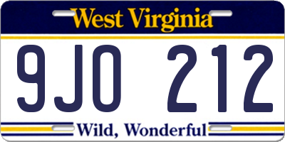 WV license plate 9JO212