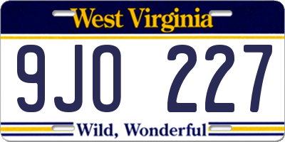 WV license plate 9JO227