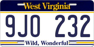 WV license plate 9JO232