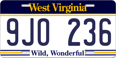 WV license plate 9JO236