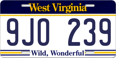 WV license plate 9JO239