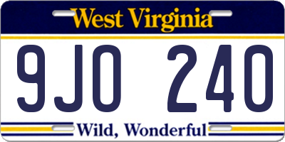 WV license plate 9JO240