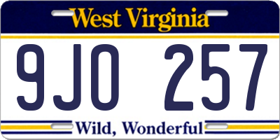 WV license plate 9JO257