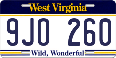 WV license plate 9JO260