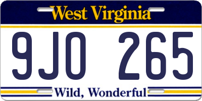 WV license plate 9JO265