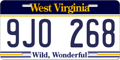 WV license plate 9JO268