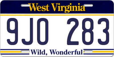 WV license plate 9JO283