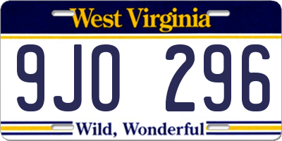 WV license plate 9JO296
