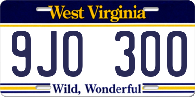 WV license plate 9JO300