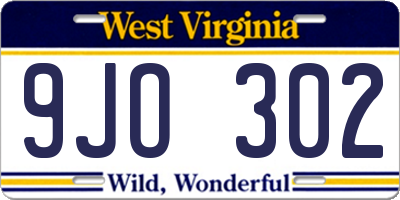 WV license plate 9JO302