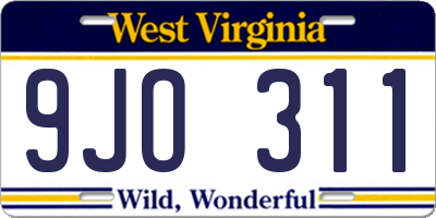 WV license plate 9JO311
