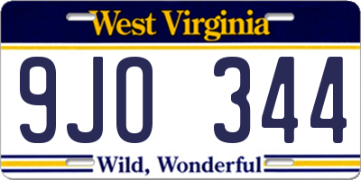 WV license plate 9JO344