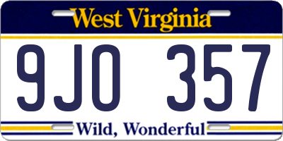 WV license plate 9JO357
