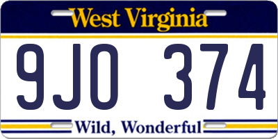 WV license plate 9JO374