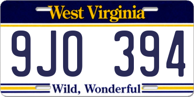 WV license plate 9JO394