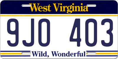 WV license plate 9JO403