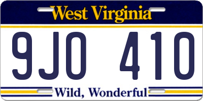 WV license plate 9JO410