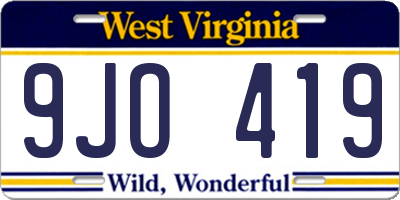 WV license plate 9JO419