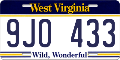 WV license plate 9JO433