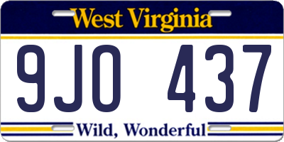 WV license plate 9JO437