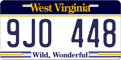 WV license plate 9JO448