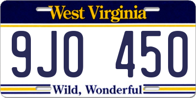 WV license plate 9JO450