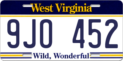 WV license plate 9JO452