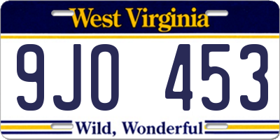 WV license plate 9JO453