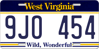 WV license plate 9JO454