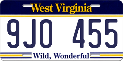 WV license plate 9JO455